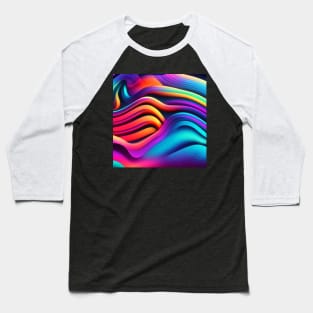 HORIZONTAL PATTERN OF MULTICOLORED WAVES, NEON COLOR, Baseball T-Shirt